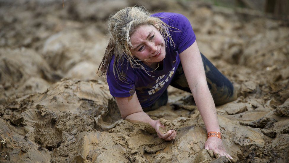 A competitor in a Henley-on-Thames Tough Mudder event in 2014