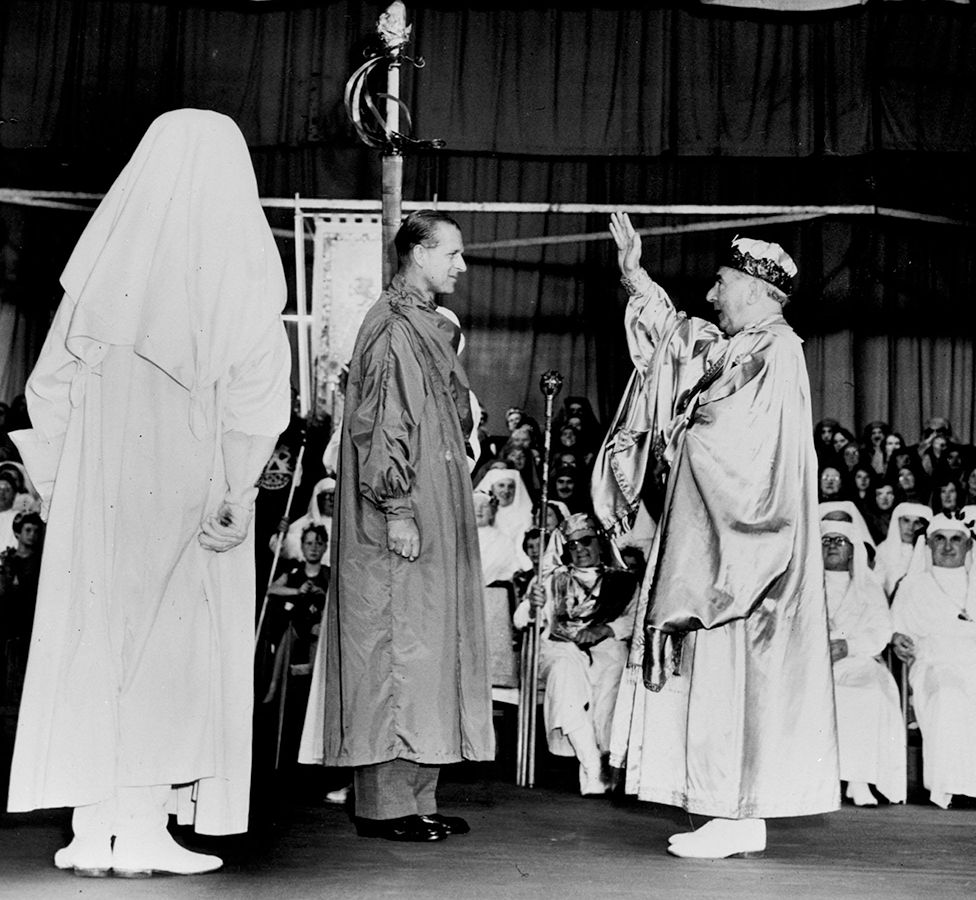 Prince Philip was given his Welsh bardic title 'Philip Meirionnydd' by the Archdruid of Wales at the National Eisteddfod in Cardiff, 1960