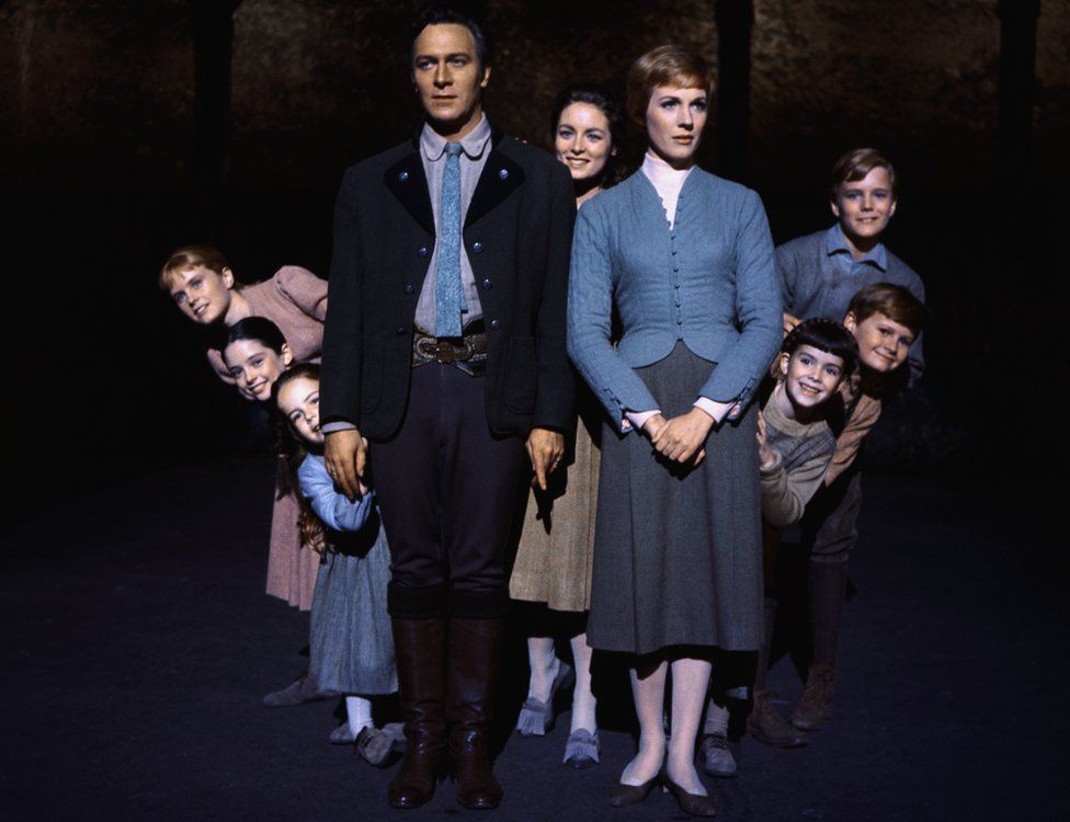 Christopher Plummer and Julie Andrews with their fellow Sound of Music cast members