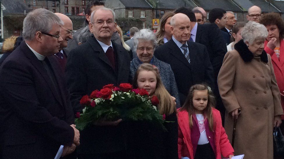 Relatives at the service in Bessbrook
