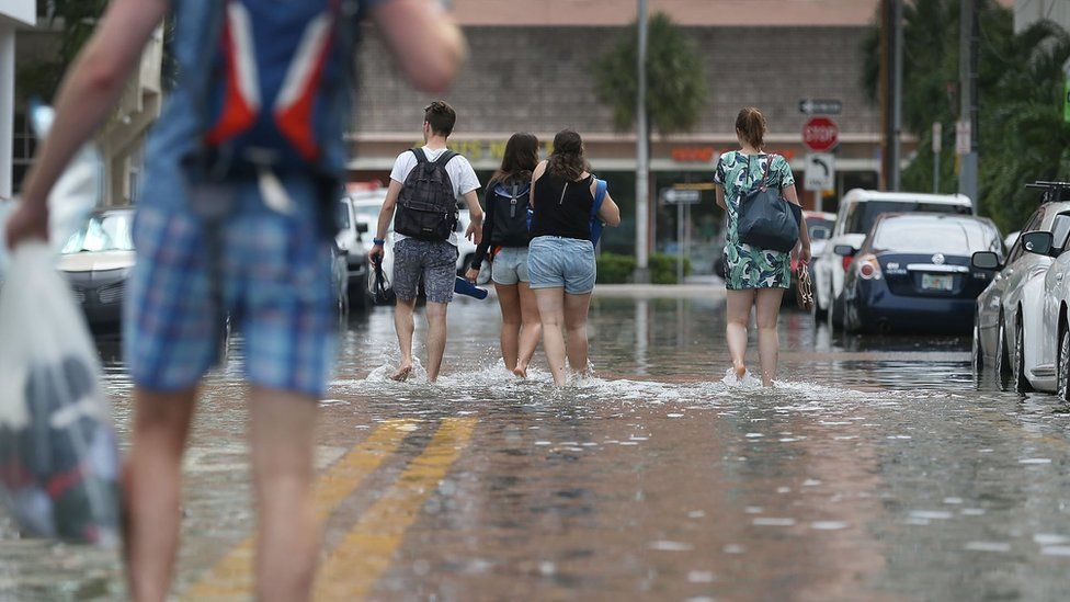 Flooded street on September 29, 2015 in Miami Beach, Florida