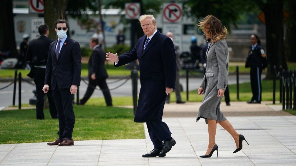 Mr Trump visited the WWII memorial in Washington DC on Friday