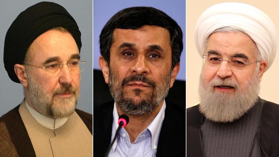 (L-R): Presidents Khatami, Ahmadinejad and Rouhani