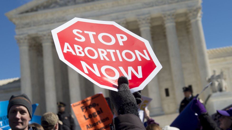 Anti-abortion activists at a rally outside the Supreme Court in Washington last year