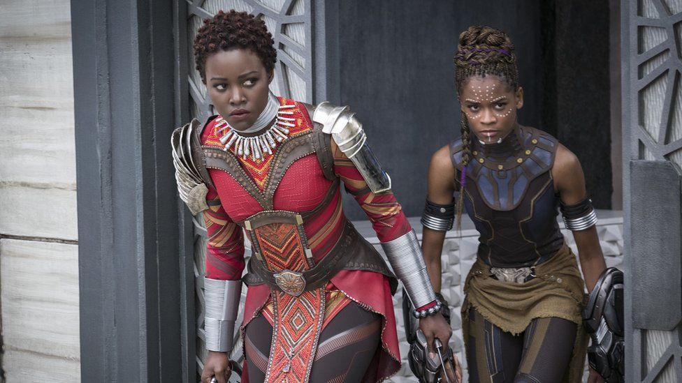 Lupita Nyong'o and Letitia Wright in Black Panther