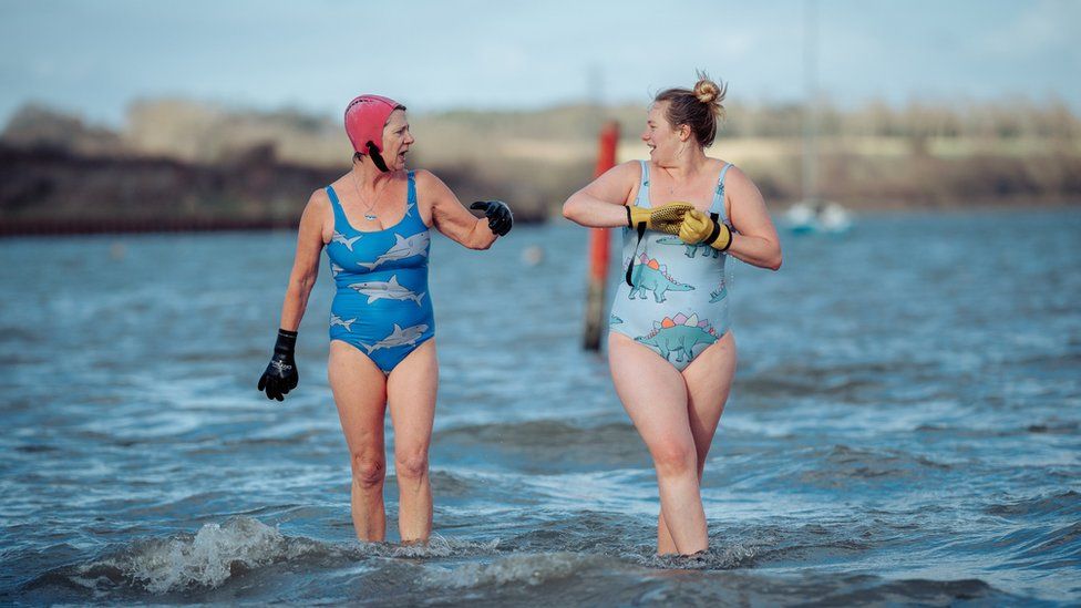 Jennie Gamlin and another swimmer