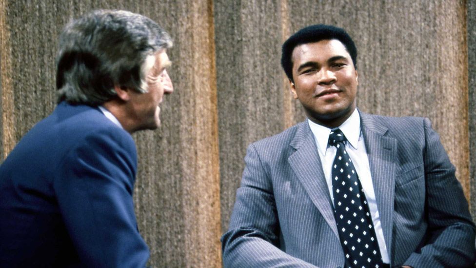 Michael Parkinson with his guest Muhammad Ali, 1981