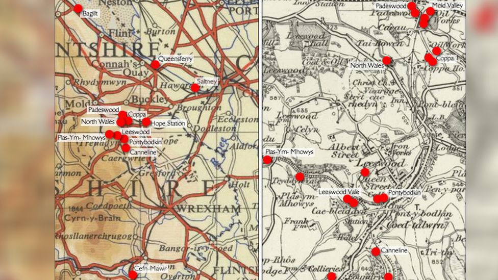 Maps showing Flintshire oil works