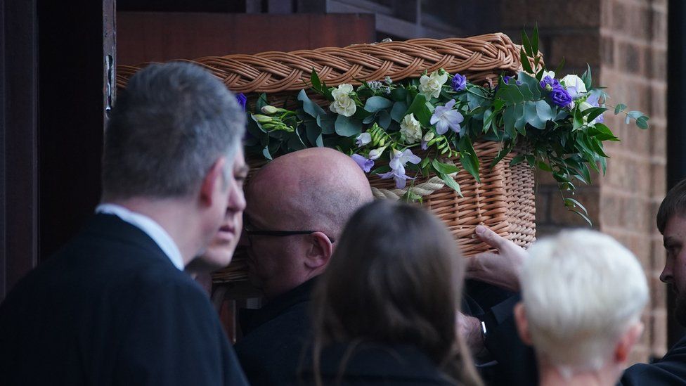Pall bearers carry the casket into the Requiem Mass for former Rochdale MP and Greater Manchester mayor Tony Lloyd, at St Hugh Of Lincoln RC Church in Stretford, Manchester, following his death on January 17