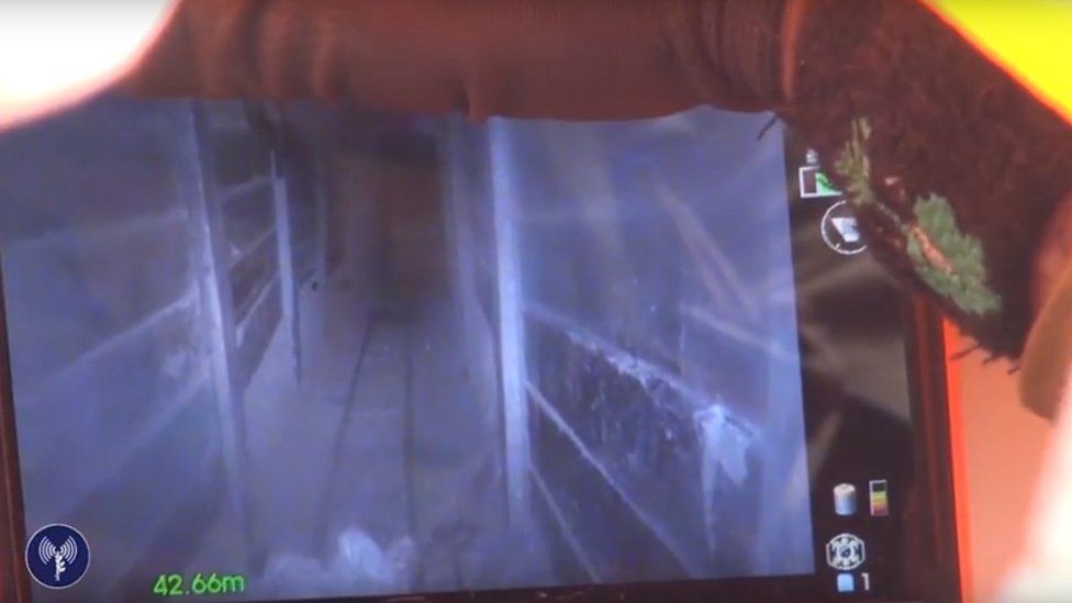 Screen grab of video released by Israel Defense Forces showing tunnel from Gaza discovered inside Israeli territory (18 April 2016)