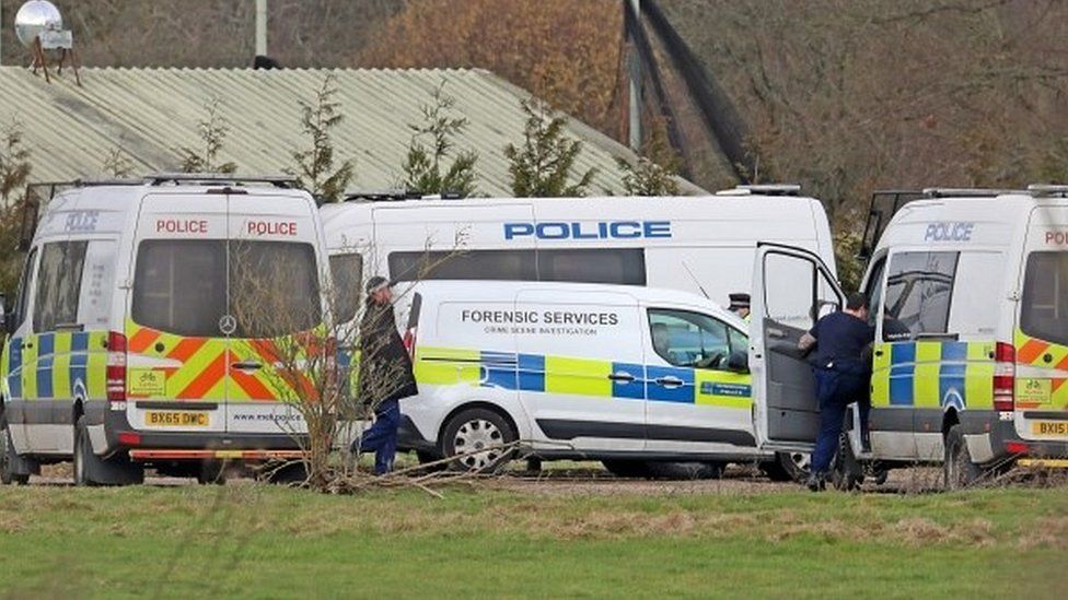 Police are seen at the Great Chart Golf Leisure Country Club