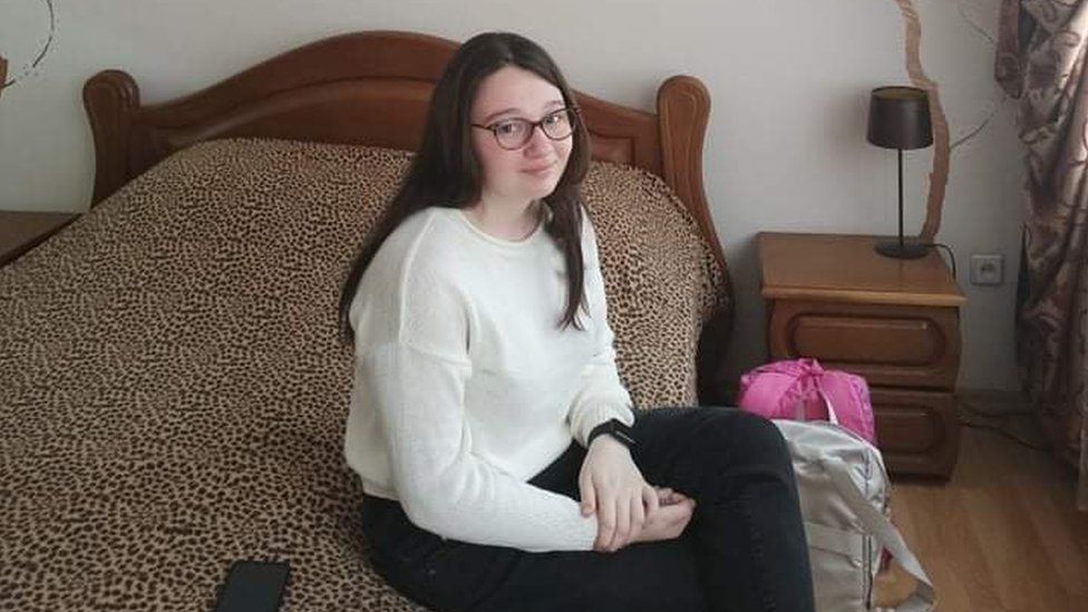 Valya in her room in Ukraine