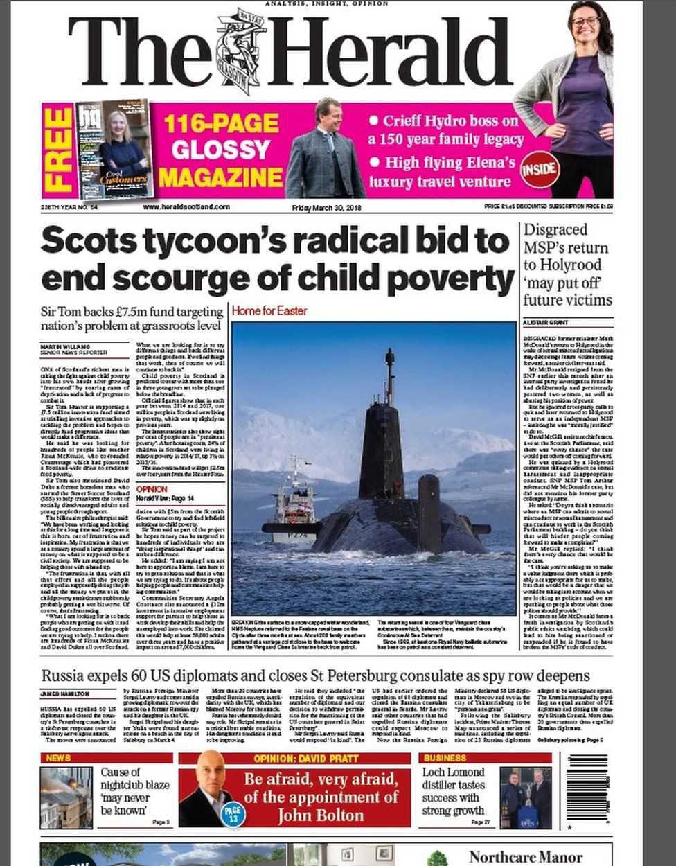 The papers New plan to end child poverty BBC News