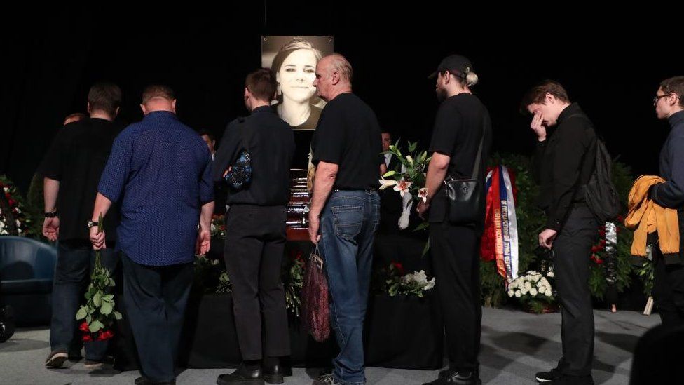 Mourning ceremony for slain Darya Dugina, Alexander Dugin's daughter, Moscow, Russian Federation
