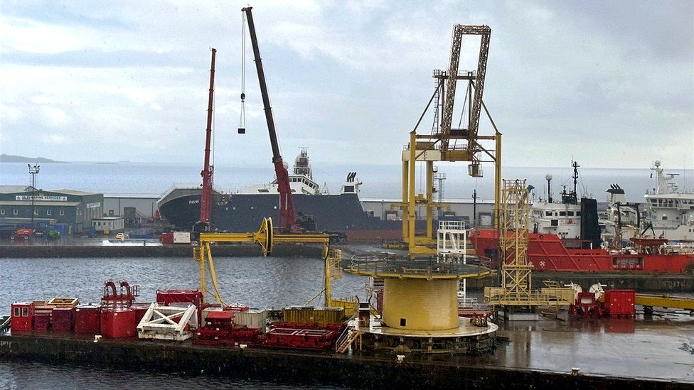 A view of the ship Petrel at Imperial Dock in Leith, Edinburgh,
