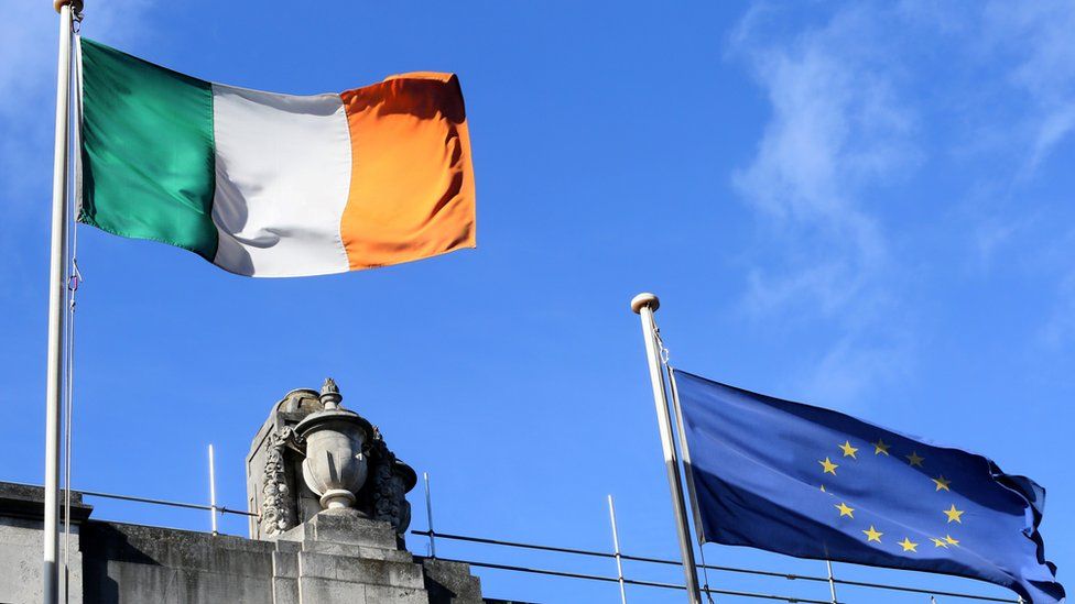 Ireland and EU flags