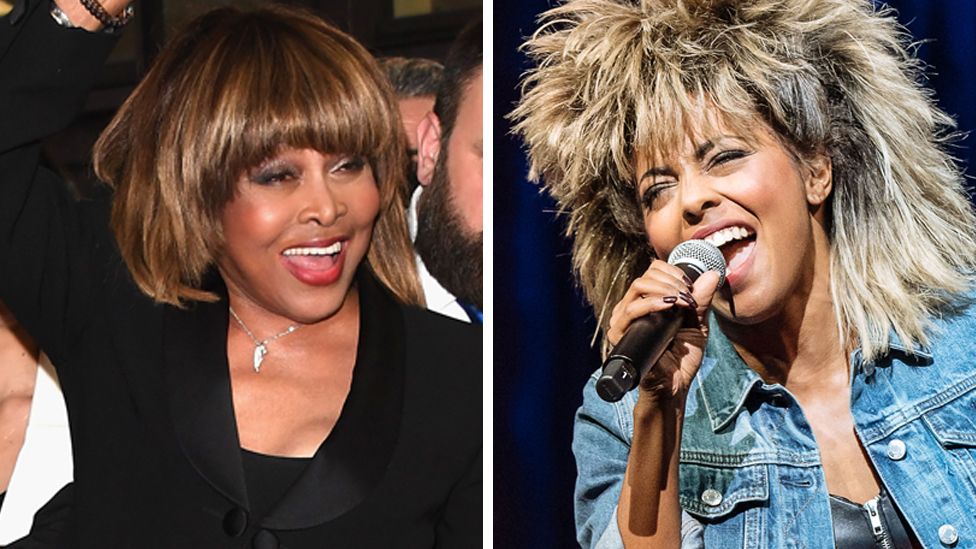 Composite of Tina Turner and a production image