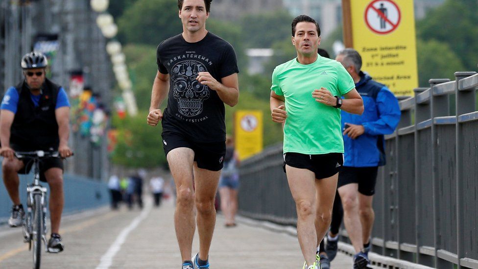 Jogging with Mexican president Pena Nieto