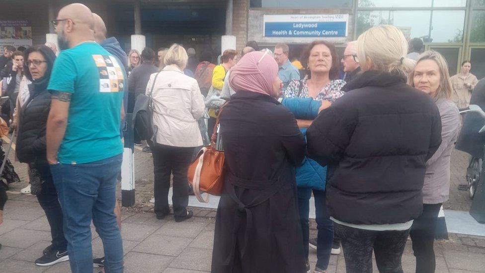 People stood outside the community centre