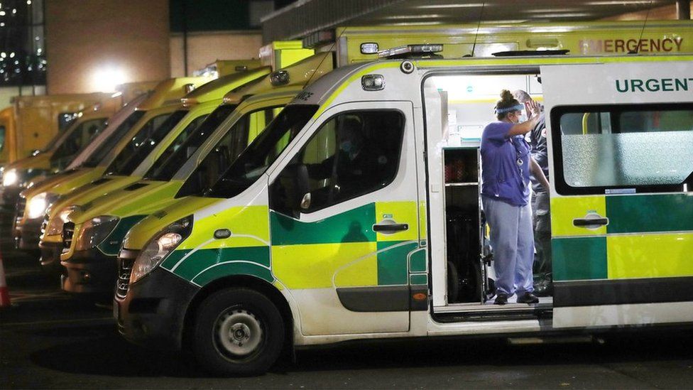 There were queues of ambulances outside Antrim Area Hospital on Tuesday night