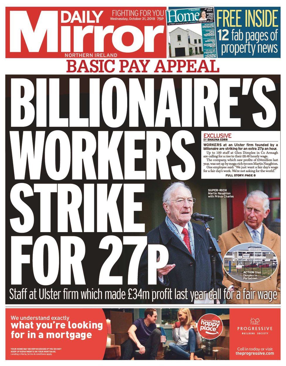 Front page of the Daily Mirror