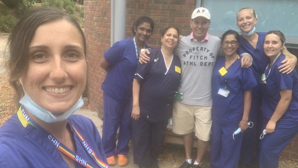 Mr Franco posing with his medical team following his successful transplant operation.