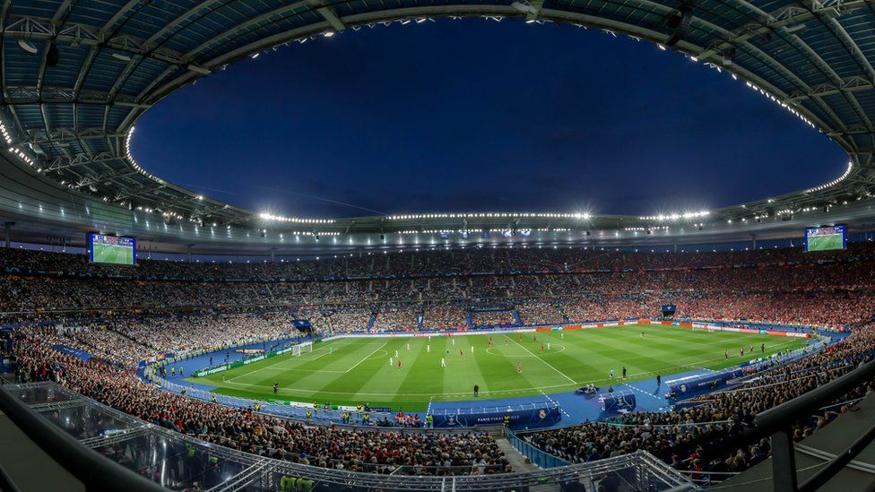 A general view shot of the Stade de France, the venue of the Champions League Final