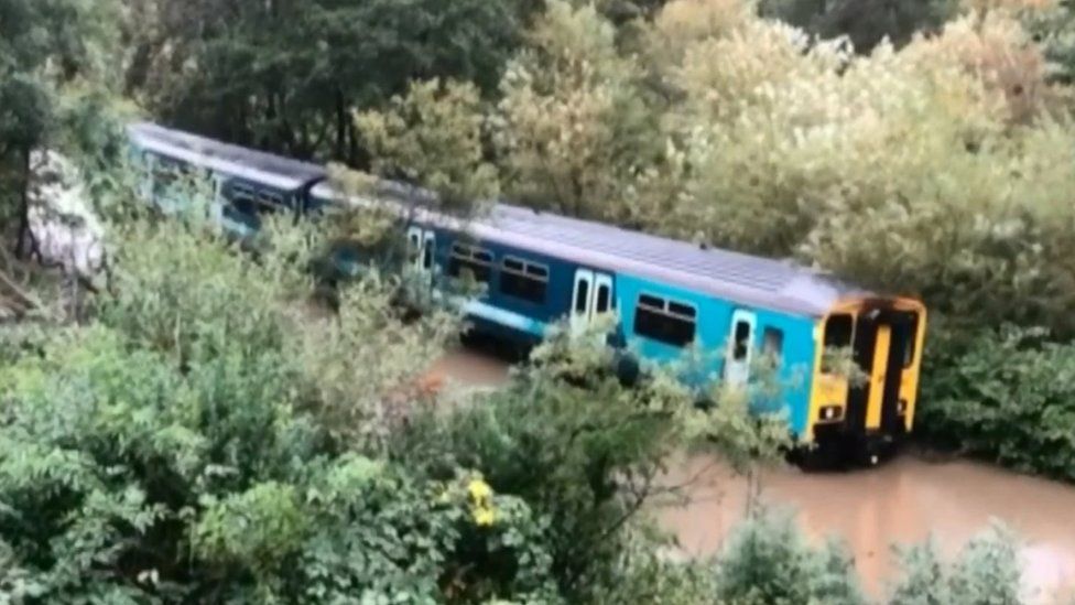 A train in flood water
