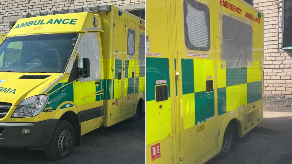 Ambulance damaged