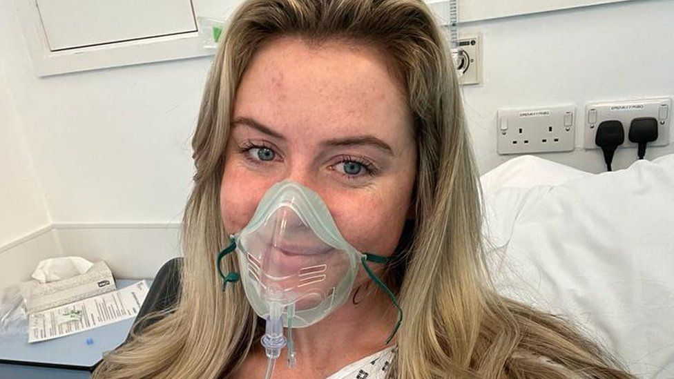 Sophie Richards successful  infirmary  wearing an oxygen mask
