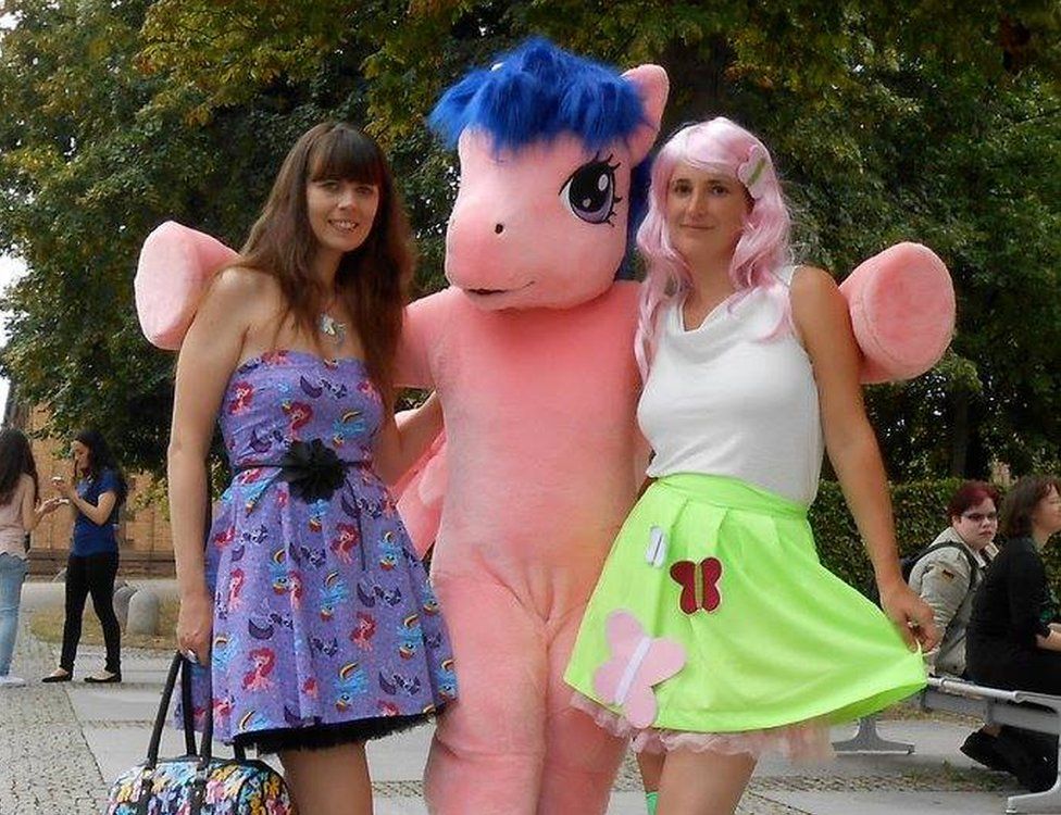 Martina Foster (right) with a fellow My Little Pony enthusiast