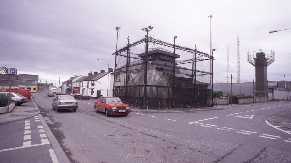 Crossmaglen police station pictured in 1999