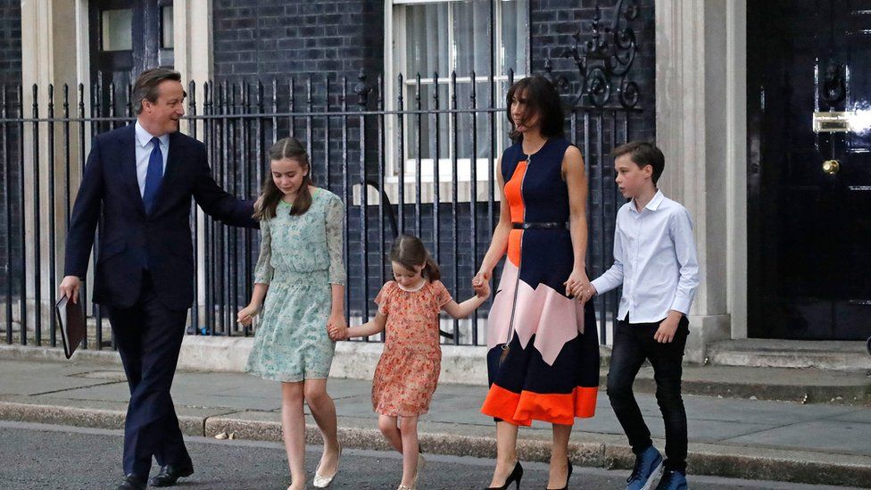 Mr Cameron was joined by wife Samantha and their children Nancy, Florence and Arthur Elwen