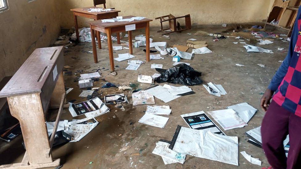 Ransacked polling station