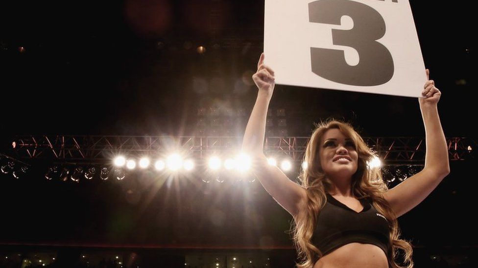 A ring girl at Liverpool's Echo Arena