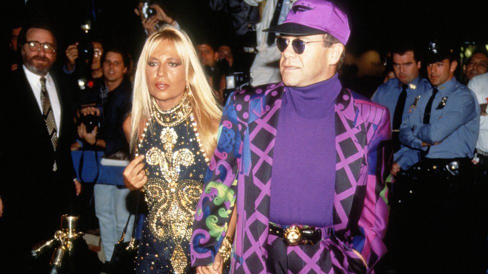 Donatella Versace and Elton John
