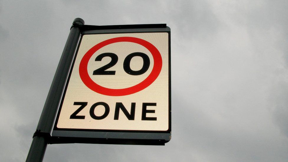 A 20mph zone sign