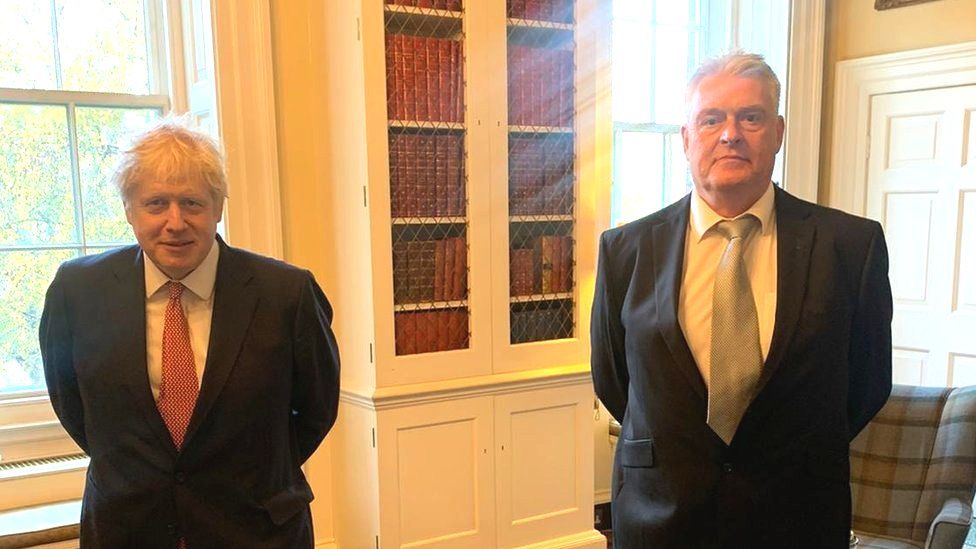 Prime Minister Boris Johnson stands near Lee Anderson MP last Thursday