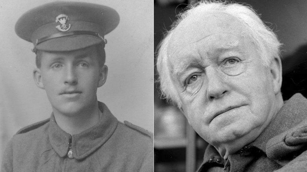Arnold Ridley as a soldier and as an actor
