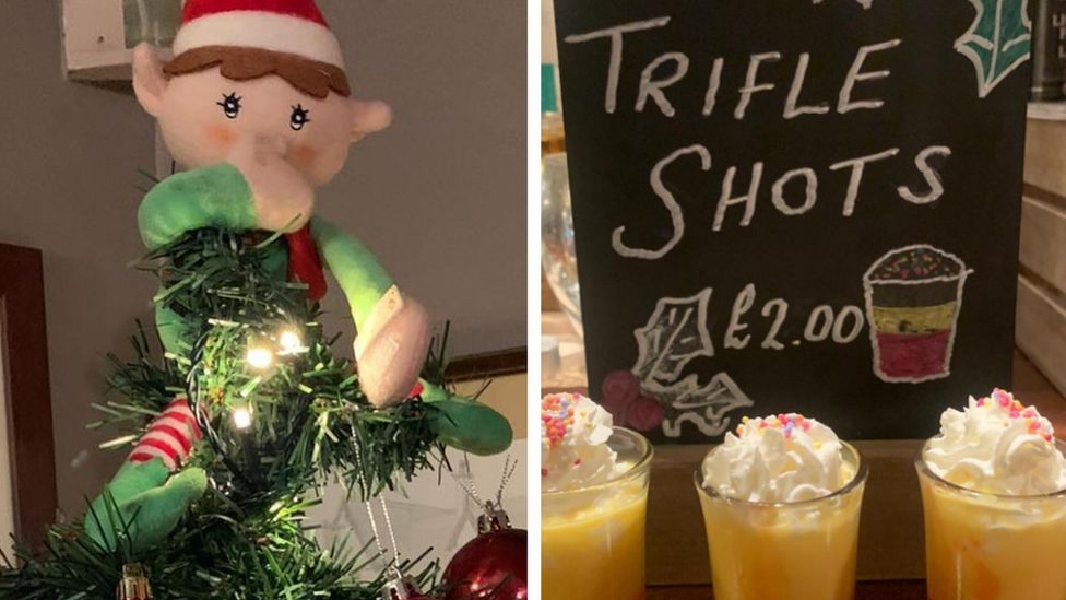 Christmas elf and picture of shots