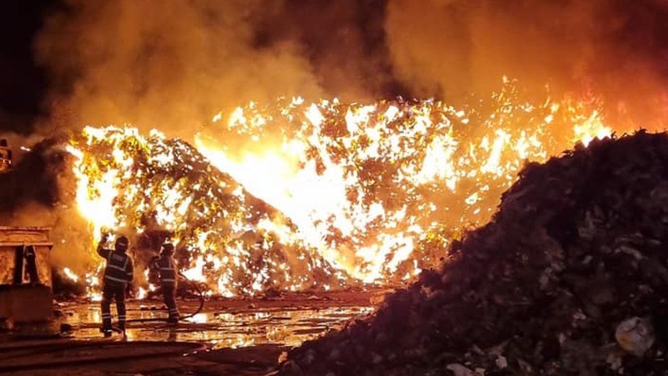 Recycling fire near Devizes