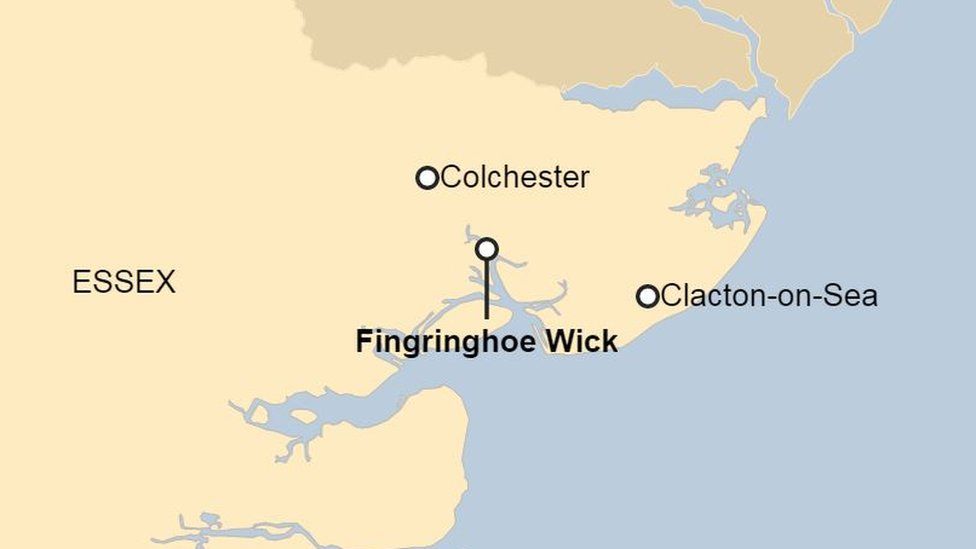 Position of Fingringhoe Wick on Essex map