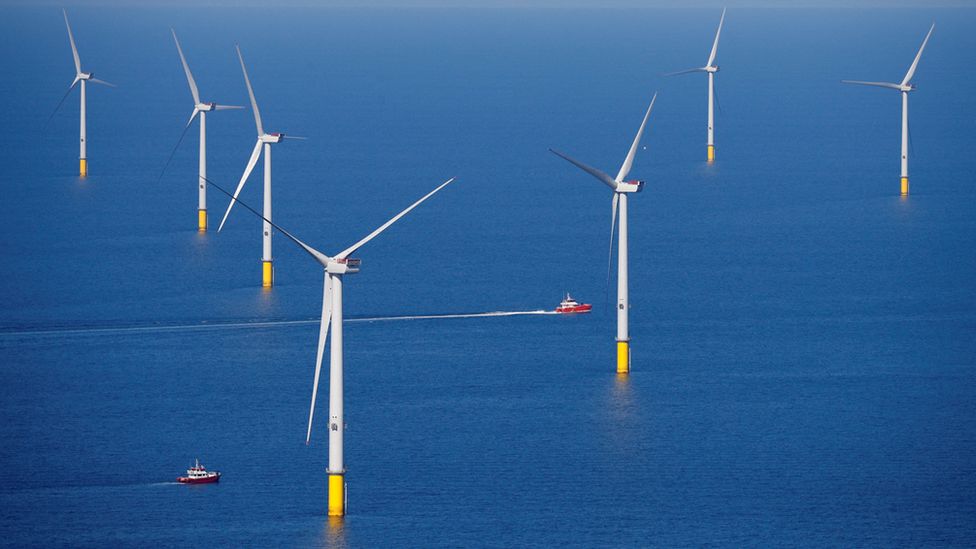 Wind farm at sea near Blackpool