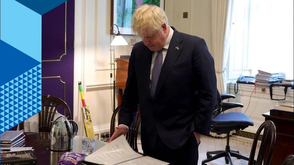 Boris Johnson in his office