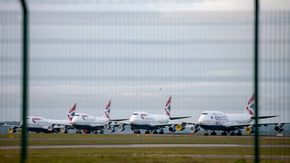 BA plans sit unused on runway