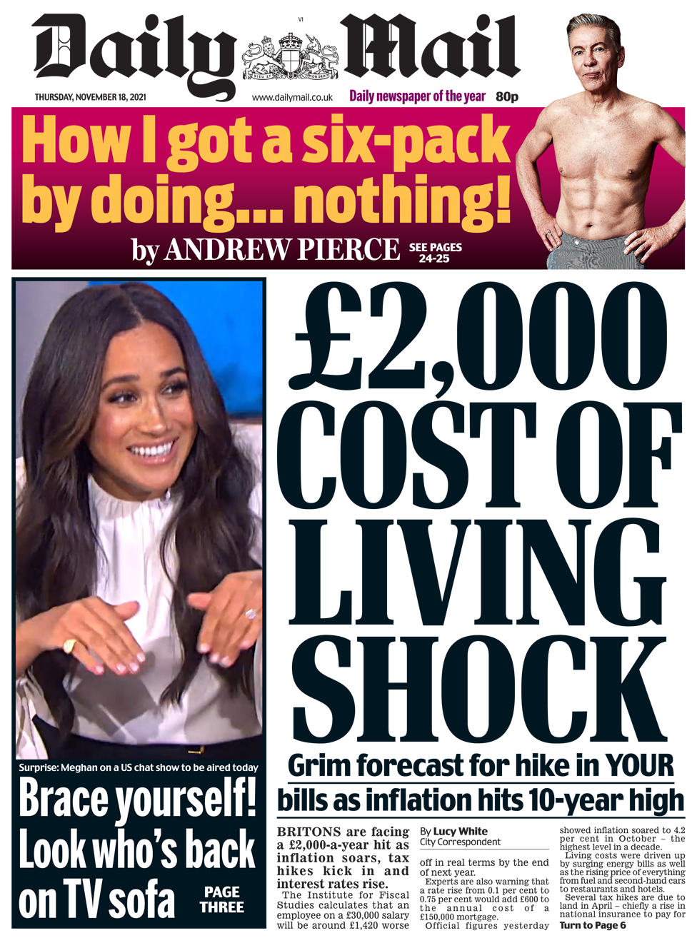 Front page of the Daily Mail