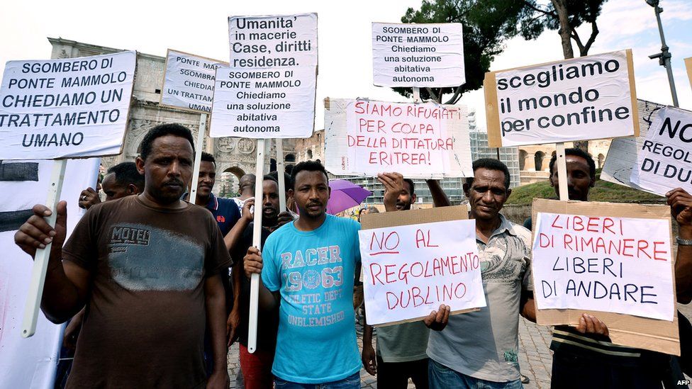 Eritrean migrants in Rome
