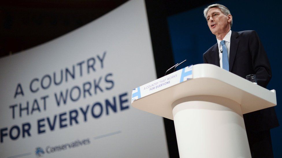 Philip Hammond addressing the Conservative Party conference