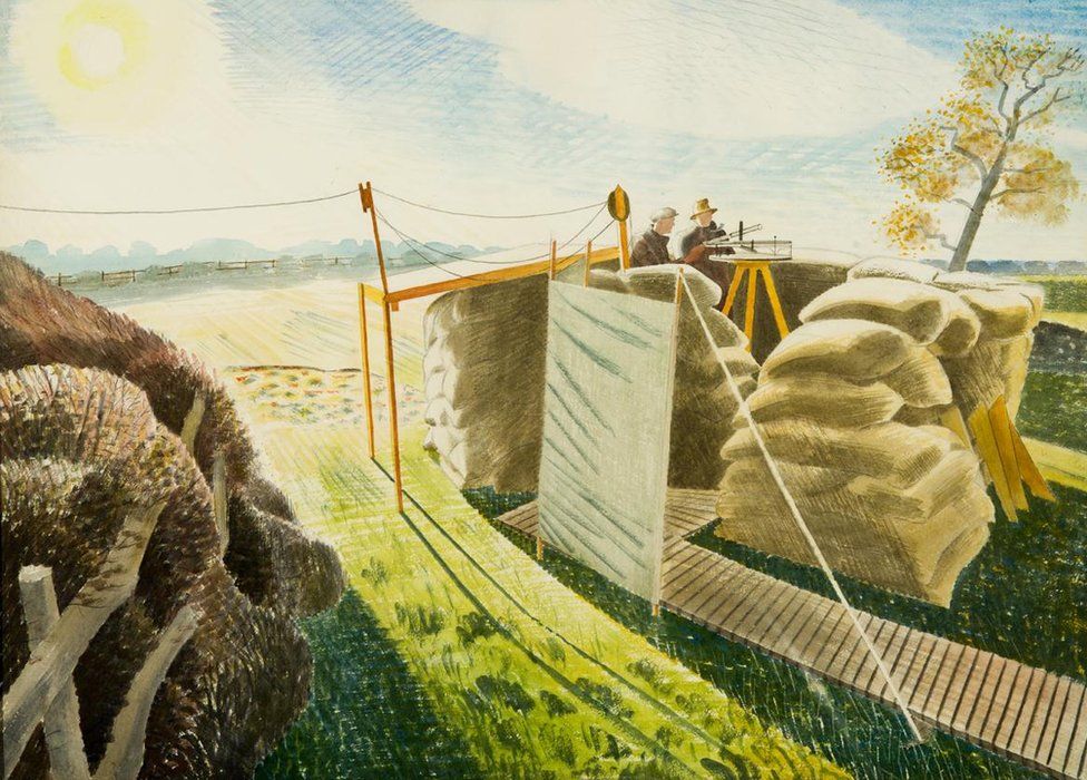 Eric Ravilious, Observer's Post, watercolour and graphite, 1939