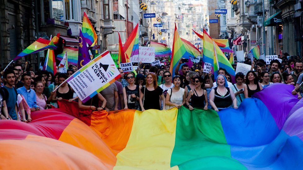 Gay and human rights activists march in Istanbul on 23 June 2013
